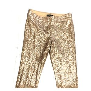 Ann Taylor Cropped Gold Sequin Pants